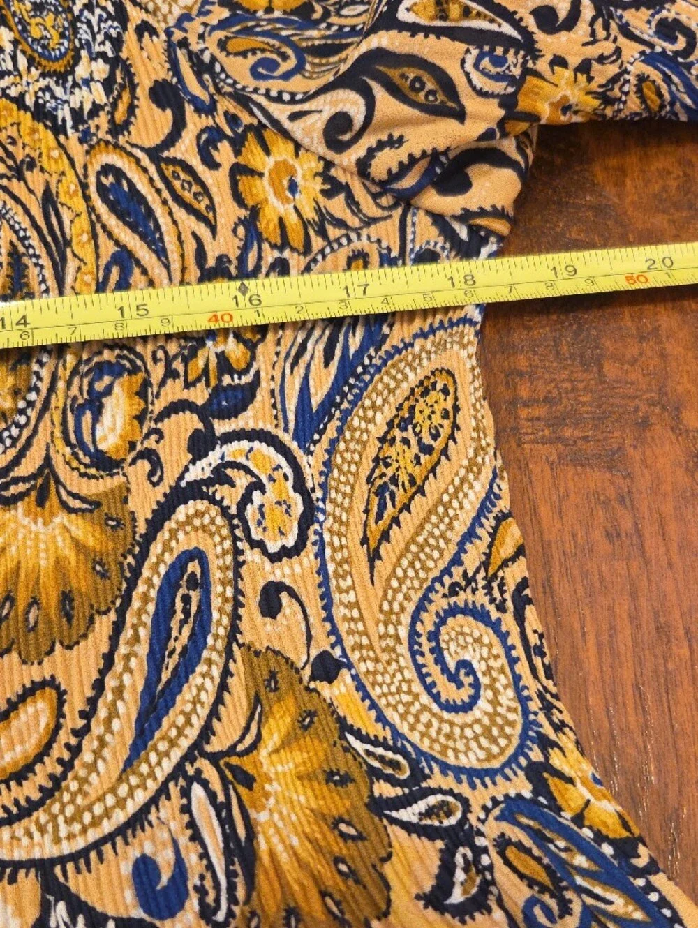 Paisley Peasant Blouse In A Mustard Yellow And Navy Blue
